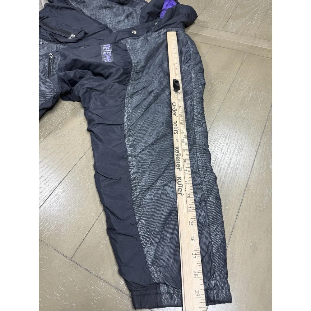 Vintage Luhta Jacket Mens 48 Large Gray Winterspeed Wolf‎ Print Ski Puffer 90s